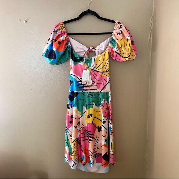 Agua Bendita Amber mini Dress x Revolve Bold print spandex swim Sz L NWT $248 - Picture 8 of 12